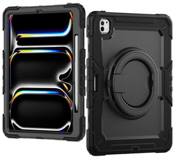 Mobilize Tablethoes geschikt voor Apple iPad Pro 13 Inch (2024) Hardcase Backcover | Mobilize Rotating Defender + Schouderband | Schokbestendig iPad Pro 13 Inch (2024) Telefoonhoesje | Anti Shock Proof + Standaard - Zwart