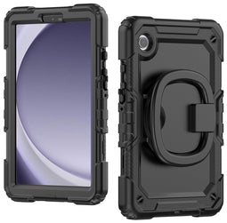 Mobilize Tablethoes geschikt voor Samsung Galaxy Tab A9 (2023) Hardcase Backcover | Mobilize Rotating Defender + Schouderband | Schokbestendig Galaxy Tab A9 (2023) Telefoonhoesje | Anti Shock Proof + Standaard - Zwart