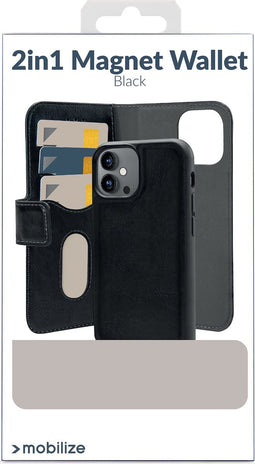 Mobilize Telefoonhoesje geschikt voor Apple iPhone 12 MagSafe Hoesje | Mobilize Magnet 2in1 Case | Geschikt voor MagSafe | Geschikt voor Draadloos Opladen met Magnetische Ring | MagSafe Case - Zwart
