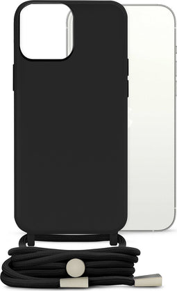Mobilize Telefoonhoesje geschikt voor Apple iPhone 13 Flexibel TPU | Mobilize Lanyard Gelly Hoesje met koord - Zwart