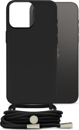 Mobilize Telefoonhoesje geschikt voor Apple iPhone 14 Pro Max Flexibel TPU | Mobilize Lanyard Gelly Hoesje met koord - Zwart
