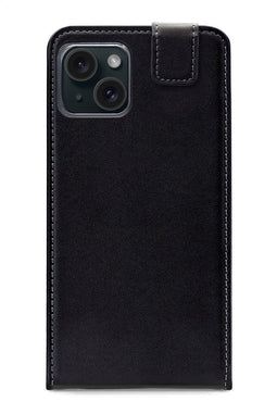Mobilize Telefoonhoesje geschikt voor Apple iPhone 15 Hoesje | Mobilize Classic Gelly Flipcase | Pasjeshouder voor 1 Pasje | Telefoonhoesje voor Pinpas / OV Kaart / Rijbewijs - Zwart