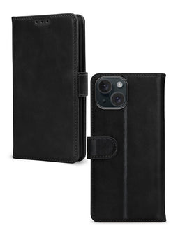Mobilize Telefoonhoesje geschikt voor Apple iPhone 15 Plus Hoesje Echt Leer | Mobilize Wallet Bookcase Portemonnee | Pasjeshouder voor 3 Pasjes | Telefoonhoesje voor Pinpas / OV Kaart / Rijbewijs - Zwart