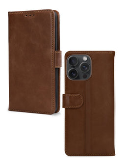 Mobilize Telefoonhoesje geschikt voor Apple iPhone 15 Pro Max Hoesje Echt Leer | Mobilize Wallet Bookcase Portemonnee | Pasjeshouder voor 3 Pasjes | Telefoonhoesje voor Pinpas / OV Kaart / Rijbewijs - Bruin