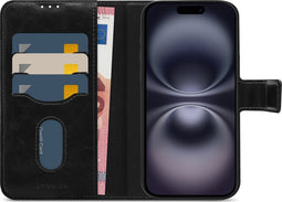 Mobilize Telefoonhoesje geschikt voor Apple iPhone 16 MagSafe Hoesje | Mobilize MagSafe Gelly Wallet 2in1 Case | Geschikt voor MagSafe | Geschikt voor Draadloos Opladen met Magnetische Ring | MagSafe Case - Zwart