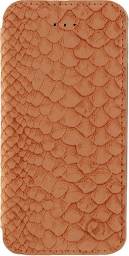 Mobilize Telefoonhoesje geschikt voor Apple iPhone 5 Hoesje | Mobilize Slim Booklet Bookcase | Pasjeshouder voor 1 Pasje | Telefoonhoesje voor Pinpas / OV Kaart / Rijbewijs - Snake Apricot | Bruin