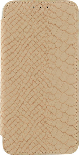 Mobilize Telefoonhoesje geschikt voor Apple iPhone 6 Hoesje | Mobilize Slim Booklet Bookcase | Pasjeshouder voor 1 Pasje | Telefoonhoesje voor Pinpas / OV Kaart / Rijbewijs - Snake Creamy Rose | Bruin