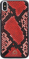 Mobilize Telefoonhoesje geschikt voor Apple iPhone X Hoesje | Mobilize Gelly Velvet Uitneembare 2in1 Clutch | Pasjeshouder voor 3 Pasjes | Telefoonhoesje voor Pinpas / OV Kaart / Rijbewijs - Red Snake | Rood