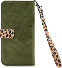 Mobilize Telefoonhoesje geschikt voor Apple iPhone XR Hoesje | Mobilize Magnet Zipper Uitneembare 2in1 Bookcase Portemonnee | Pasjeshouder voor 3 Pasjes | Telefoonhoesje voor Pinpas / OV Kaart / Rijbewijs - Leopard | Bruin,groen