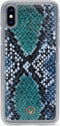 Mobilize Telefoonhoesje geschikt voor Apple iPhone XS Hoesje | Mobilize Gelly Velvet Uitneembare 2in1 Clutch | Pasjeshouder voor 3 Pasjes | Telefoonhoesje voor Pinpas / OV Kaart / Rijbewijs - Royal Blue Snake | Blauw