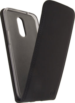 Mobilize Telefoonhoesje geschikt voor LG K10 (2017) Hoesje | Mobilize Classic Gelly Flipcase | Pasjeshouder voor 1 Pasje | Telefoonhoesje voor Pinpas / OV Kaart / Rijbewijs - Zwart