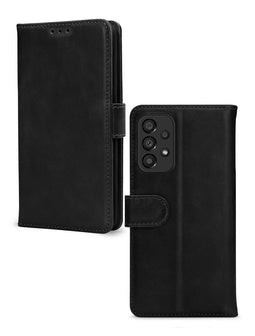 Mobilize Telefoonhoesje geschikt voor Samsung Galaxy A33 Hoesje Echt Leer | Mobilize Wallet Bookcase Portemonnee | Pasjeshouder voor 3 Pasjes | Telefoonhoesje voor Pinpas / OV Kaart / Rijbewijs - Zwart