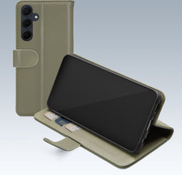 Mobilize Telefoonhoesje geschikt voor Samsung Galaxy A35 Hoesje | Mobilize Premium Gelly Wallet Bookcase Portemonnee | Pasjeshouder voor 3 Pasjes | Telefoonhoesje voor Pinpas / OV Kaart / Rijbewijs - Groen