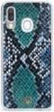 Mobilize Telefoonhoesje geschikt voor Samsung Galaxy A40 Hoesje | Mobilize Gelly Velvet Uitneembare 2in1 Clutch | Pasjeshouder voor 3 Pasjes | Telefoonhoesje voor Pinpas / OV Kaart / Rijbewijs - Royal Blue Snake | Blauw