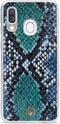 Mobilize Telefoonhoesje geschikt voor Samsung Galaxy A40 Hoesje | Mobilize Gelly Velvet Uitneembare 2in1 Clutch | Pasjeshouder voor 3 Pasjes | Telefoonhoesje voor Pinpas / OV Kaart / Rijbewijs - Royal Blue Snake | Blauw