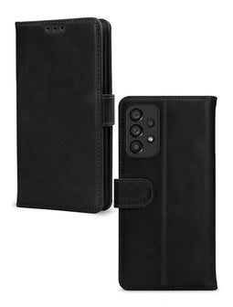 Mobilize Telefoonhoesje geschikt voor Samsung Galaxy A53 Hoesje Echt Leer | Mobilize Wallet Bookcase Portemonnee | Pasjeshouder voor 3 Pasjes | Telefoonhoesje voor Pinpas / OV Kaart / Rijbewijs - Zwart