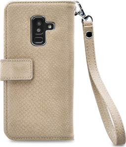 Mobilize Telefoonhoesje geschikt voor Samsung Galaxy A6 Plus (2018) Hoesje | Mobilize Gelly Zipper Uitneembare 2in1 Clutch | Pasjeshouder voor 3 Pasjes | Telefoonhoesje voor Pinpas / OV Kaart / Rijbewijs - Latte | Bruin