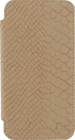 Mobilize Telefoonhoesje geschikt voor Samsung Galaxy J5 (2015) Hoesje TPU,Kunstleer | Mobilize Slim Booklet Bookcase | Pasjeshouder voor 1 Pasje | Telefoonhoesje voor Pinpas / OV Kaart / Rijbewijs - Snake Creamy Rose | Bruin