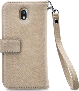Mobilize Telefoonhoesje geschikt voor Samsung Galaxy J5 (2017) Hoesje | Mobilize Gelly Zipper Uitneembare 2in1 Clutch | Pasjeshouder voor 3 Pasjes | Telefoonhoesje voor Pinpas / OV Kaart / Rijbewijs - Latte | Taupe