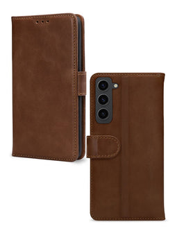 Mobilize Telefoonhoesje geschikt voor Samsung Galaxy S23 Hoesje Echt Leer | Mobilize Wallet Bookcase Portemonnee | Pasjeshouder voor 3 Pasjes | Telefoonhoesje voor Pinpas / OV Kaart / Rijbewijs - Bruin