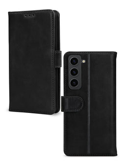 Mobilize Telefoonhoesje geschikt voor Samsung Galaxy S23 Plus Hoesje Echt Leer | Mobilize Wallet Bookcase Portemonnee | Pasjeshouder voor 3 Pasjes | Telefoonhoesje voor Pinpas / OV Kaart / Rijbewijs - Zwart