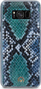 Mobilize Telefoonhoesje geschikt voor Samsung Galaxy S8 Hoesje | Mobilize Gelly Velvet Uitneembare 2in1 Clutch | Pasjeshouder voor 3 Pasjes | Telefoonhoesje voor Pinpas / OV Kaart / Rijbewijs - Royal Blue Snake | Blauw