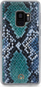 Mobilize Telefoonhoesje geschikt voor Samsung Galaxy S9 Hoesje | Mobilize Gelly Velvet Uitneembare 2in1 Clutch | Pasjeshouder voor 3 Pasjes | Telefoonhoesje voor Pinpas / OV Kaart / Rijbewijs - Royal Blue Snake | Blauw