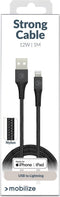 Mobilize USB-A naar Apple Lightning Kabel MFI 1 Meter - Zwart