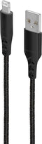 Mobiparts Apple Lightning to USB Braided Kabel 2A 1m - Zwart