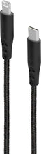 Mobiparts Apple Lightning to USB-C Braided Kabel 2A 1m - Zwart