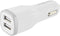 Mobiparts Car Charger Dual USB 12W/2.4A + Micro USB Cable - Wit