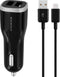 Mobiparts Car Charger Dual USB 24W/4.8A + USB-C Cable - Zwart