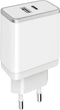 Mobiparts - Dual-Port Oplader 2.4A USB-A + USB-C - wit