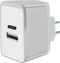 Mobiparts - Dual-Port Oplader 2.4A USB-A + USB-C - wit