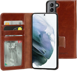 Mobiparts Excellent Wallet Case 2.0 Samsung Galaxy S21 Oaked Cognac