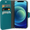 Mobiparts hoesje geschikt voor Apple iPhone 12/12 Pro - Saffiano Wallet/Portemonnee hoesje - Magneet Sluiting - 3 Opbergvakken - Blauw