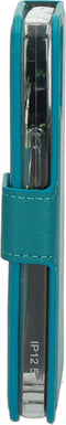 Mobiparts hoesje geschikt voor Apple iPhone 12 Mini - Saffiano Wallet/Portemonnee hoesje - Magneet Sluiting - 3 Opbergvakken - Turquoise