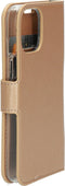 Mobiparts hoesje geschikt voor Apple iPhone 12 Mini - Saffiano Wallet/Portemonnee hoesje - Magneet Sluiting - 3 Opbergvakken - Koper