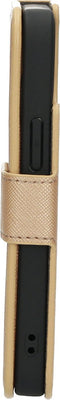 Mobiparts hoesje geschikt voor Apple iPhone 13 Mini - Saffiano Wallet/Portemonnee hoesje - Magneet Sluiting - 3 Opbergvakken - Koper