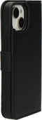 Mobiparts hoesje geschikt voor Apple iPhone 14 - Wallet 2-in-1 Boekhoesje - MagSafe - Echt Leder - Uitneembare Case - Sterke Magneet Sluiting - Contactloos betalen - Zwart