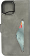Mobiparts hoesje geschikt voor Apple iPhone 15 - Wallet/Boekhoesje - Eco Leer - Magneet Sluiting - Opberg vakken - Grijs
