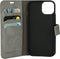 Mobiparts hoesje geschikt voor Apple iPhone 15 - Wallet/Boekhoesje - Eco Leer - Magneet Sluiting - Opberg vakken - Grijs
