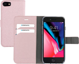 Mobiparts hoesje geschikt voor Apple iPhone 7/8/SE(2020/2022) - Saffiano Wallet/Portemonnee hoesje - Magneet Sluiting - 3 Opbergvakken - Roze