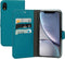 Mobiparts hoesje geschikt voor Apple iPhone XR - Saffiano Wallet/Portemonnee hoesje - Magneet Sluiting - 3 Opbergvakken - Blauw Turquoise