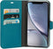 Mobiparts hoesje geschikt voor Apple iPhone XR - Saffiano Wallet/Portemonnee hoesje - Magneet Sluiting - 3 Opbergvakken - Blauw Turquoise