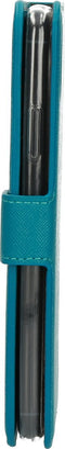 Mobiparts hoesje geschikt voor Apple iPhone XR - Saffiano Wallet/Portemonnee hoesje - Magneet Sluiting - 3 Opbergvakken - Blauw Turquoise