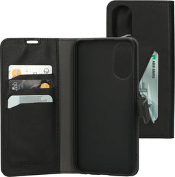 Mobiparts hoesje geschikt voor Oppo A17 - Wallet/Boekhoesje - Eco Leer - Magneet Sluiting - Opberg vakken - Zwart