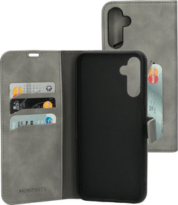 Mobiparts hoesje geschikt voor Samsung Galaxy A14 4G/5G - Wallet/Boekhoesje - Eco Leer - Magneet Sluiting - Opberg vakken - Grijs