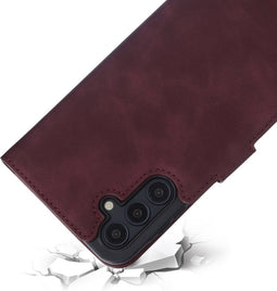 Mobiparts hoesje geschikt voor Samsung Galaxy A15 - Wallet/Boekhoesje - Eco Leer - Magneet Sluiting - Opberg vakken - Paars Rood