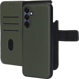 Mobiparts hoesje geschikt voor Samsung Galaxy A16 - Wallet 2-in-1 Boekhoesje - MagSafe - Echt Leder - Uitneembare Case - Sterke Magneet Sluiting - Contactloos betalen - Groen